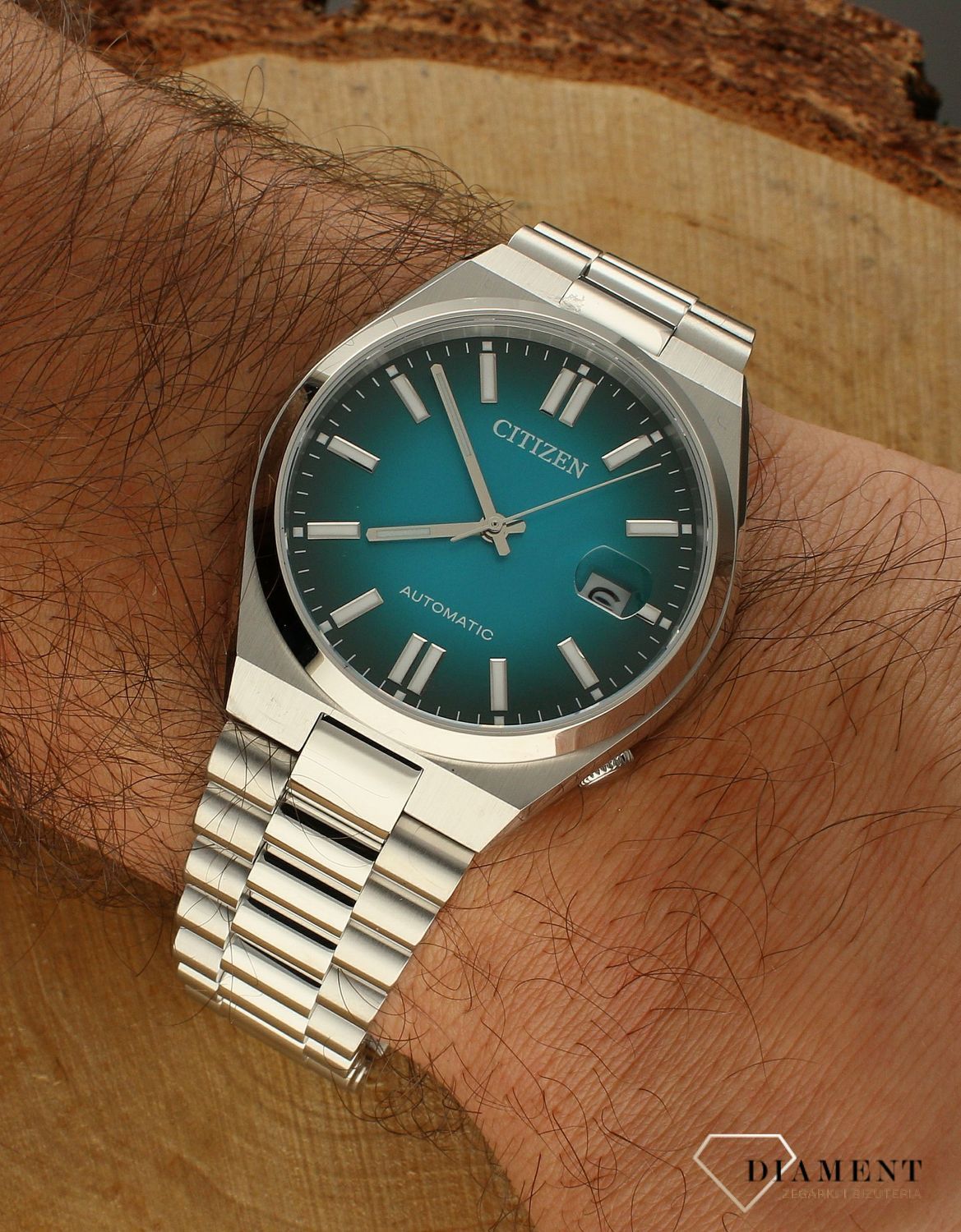 Zegarek męski Citizen Tsuyosa Blue Gradient Automatic Classic Sapphire NJ0151-88X. Męski zegarek automatyczny. Zegarek męski automatyczny na bransolecie. Męski zegarek z tarczą w kolorze Tiffany Blue. Zegarek męski z niebieską tarczą..jpg