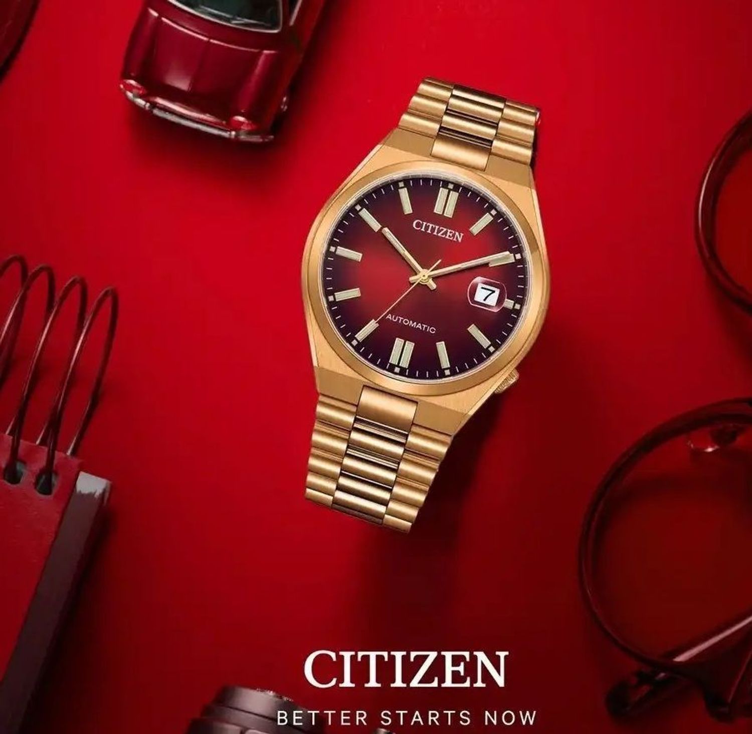 Zegarek męski Citizen Tsuyosa Red Automatic Classic Sapphire NJ0153-82X. Męski zegarek automatyczny. Zegarek męski automatyczny na bransolecie. Męski zegarek z czerwoną tarczą. Zegarek męski Citizen z datownikiem. Zegarek męski automatyczny Cit.jpg