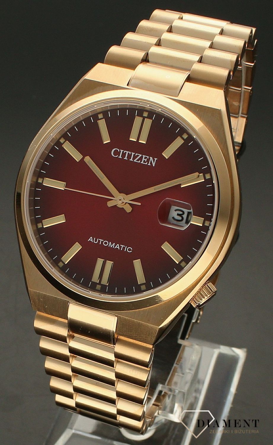 Zegarek męski Citizen Tsuyosa Red Automatic Classic Sapphire NJ0153-82X. Męski zegarek automatyczny. Zegarek męski automatyczny na bransolecie. Męski zegarek z czerwoną tarczą. Zegarek męski Citizen z datownikiem. Zegarek męski automatyczny Cit.jpg