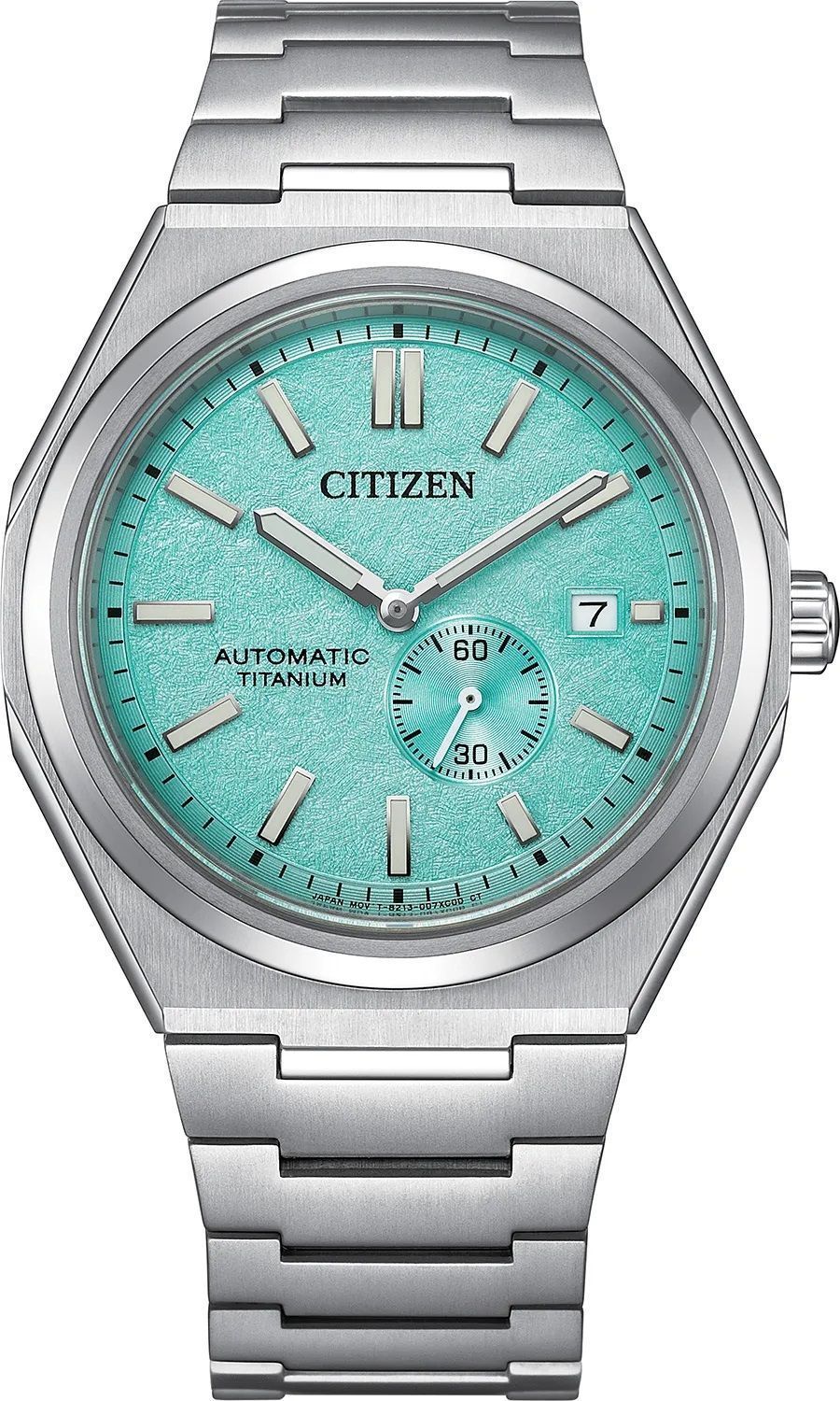 Zegarek męski Citizen Mechanical Small Second NJ0180-80M. Zegarek na bransolecie. Zegarek męski automatyczny. Zegarek męski tytanowy Citizen. Męski zegarek Citizen z tarczą Tiffany Blue. Męski automatyczny Citizen na prezent (4).jpg