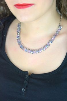 Naszyjnik ze srebra 925 z kryształami Swarovski® w kolorach Blue Shade, Violet i Aurore Boreale. Długość 41 cm, subtelny blask, elegancki dodatek dla kobiety (1).JPG
