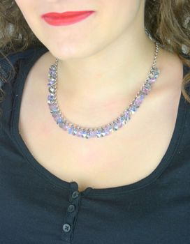 Naszyjnik ze srebra 925 z kryształami Swarovski® w kolorach Blue Shade, Violet i Aurore Boreale. Długość 41 cm, subtelny blask, elegancki dodatek dla kobiety (2).JPG