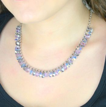 Naszyjnik ze srebra 925 z kryształami Swarovski® w kolorach Blue Shade, Violet i Aurore Boreale. Długość 41 cm, subtelny blask, elegancki dodatek dla kobiety (3).JPG