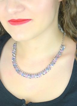 Naszyjnik ze srebra 925 z kryształami Swarovski® w kolorach Blue Shade, Violet i Aurore Boreale. Długość 41 cm, subtelny blask, elegancki dodatek dla kobiety (4).JPG