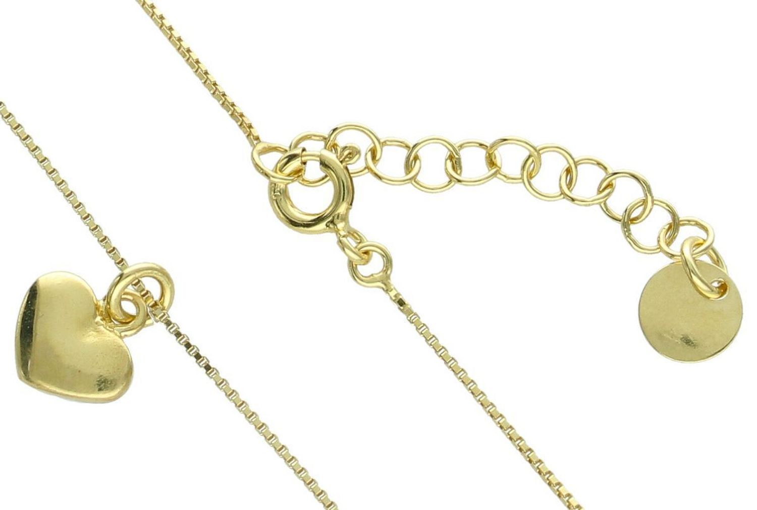 Naszyjnik srebrny pozłacany NM26796Z – łańcuszek kostka z serduszkiem 8x7 mm, próba 925 , pozłacany.jpg