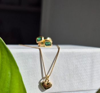 Naszyjnik srebrny pozłacany NM26796Z – łańcuszek kostka z serduszkiem 8x7 mm, próba 925 💖11.JPG