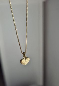 Naszyjnik srebrny pozłacany NM26796Z – łańcuszek kostka z serduszkiem 8x7 mm, próba 925 💖22.JPG