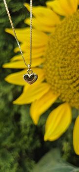 Naszyjnik srebrny pozłacany NM26796Z – łańcuszek kostka z serduszkiem 8x7 mm, próba 925 💖33.JPG