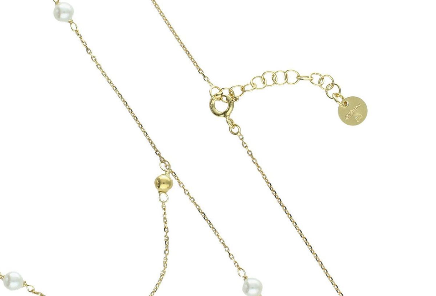 Naszyjnik srebrny pozłacany NM28688MZ – krawatka z perłami 5 mm, próba 925.jpg