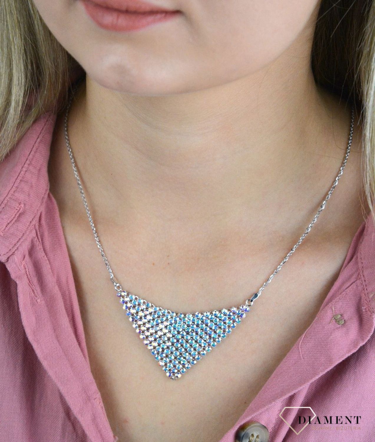 Naszyjnik Srebrny Spark Swarovski Chic Aurore Boreale NMESH18AB..jpg