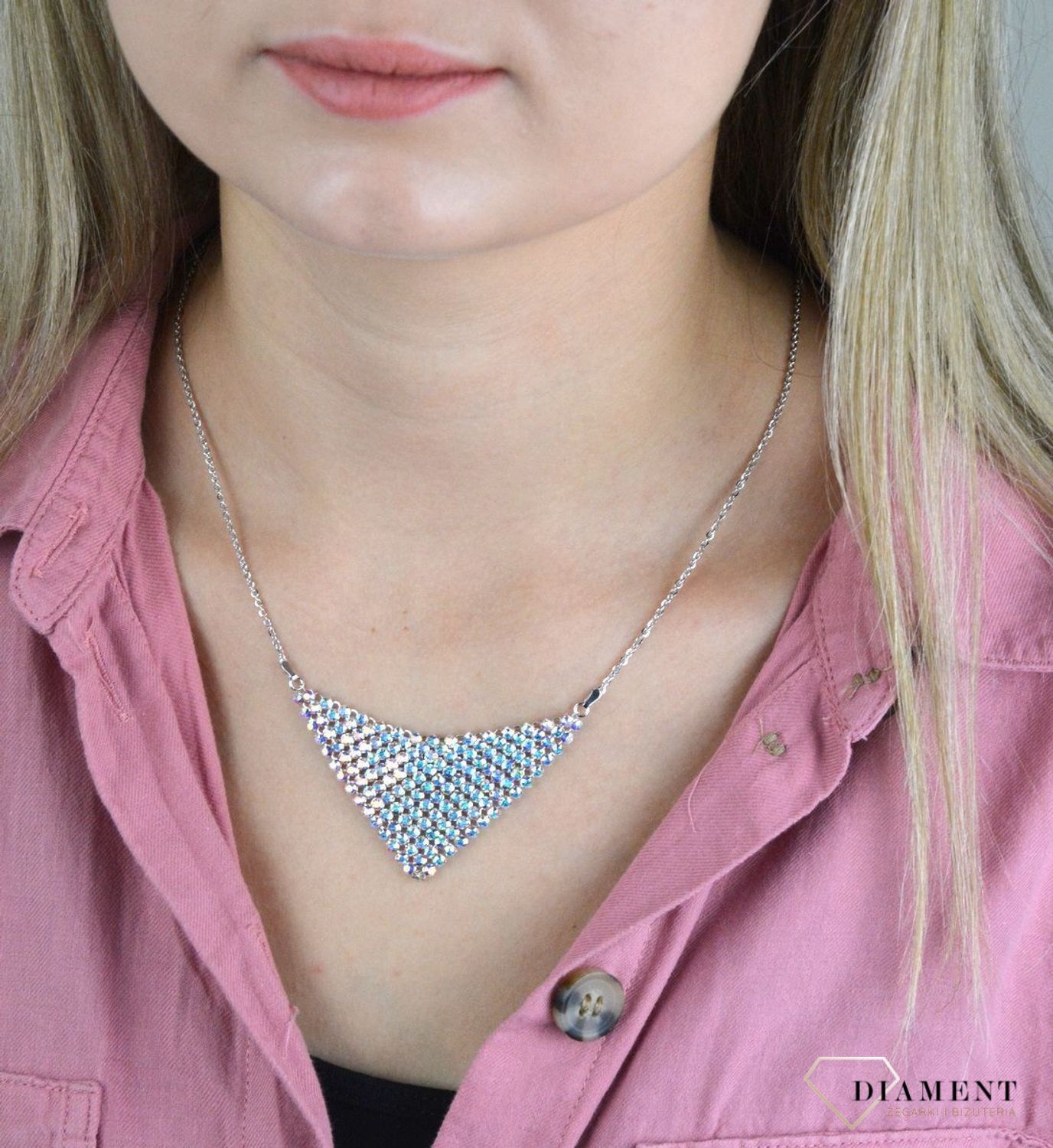 Naszyjnik Srebrny Spark Swarovski Chic Aurore Boreale NMESH18AB..jpg