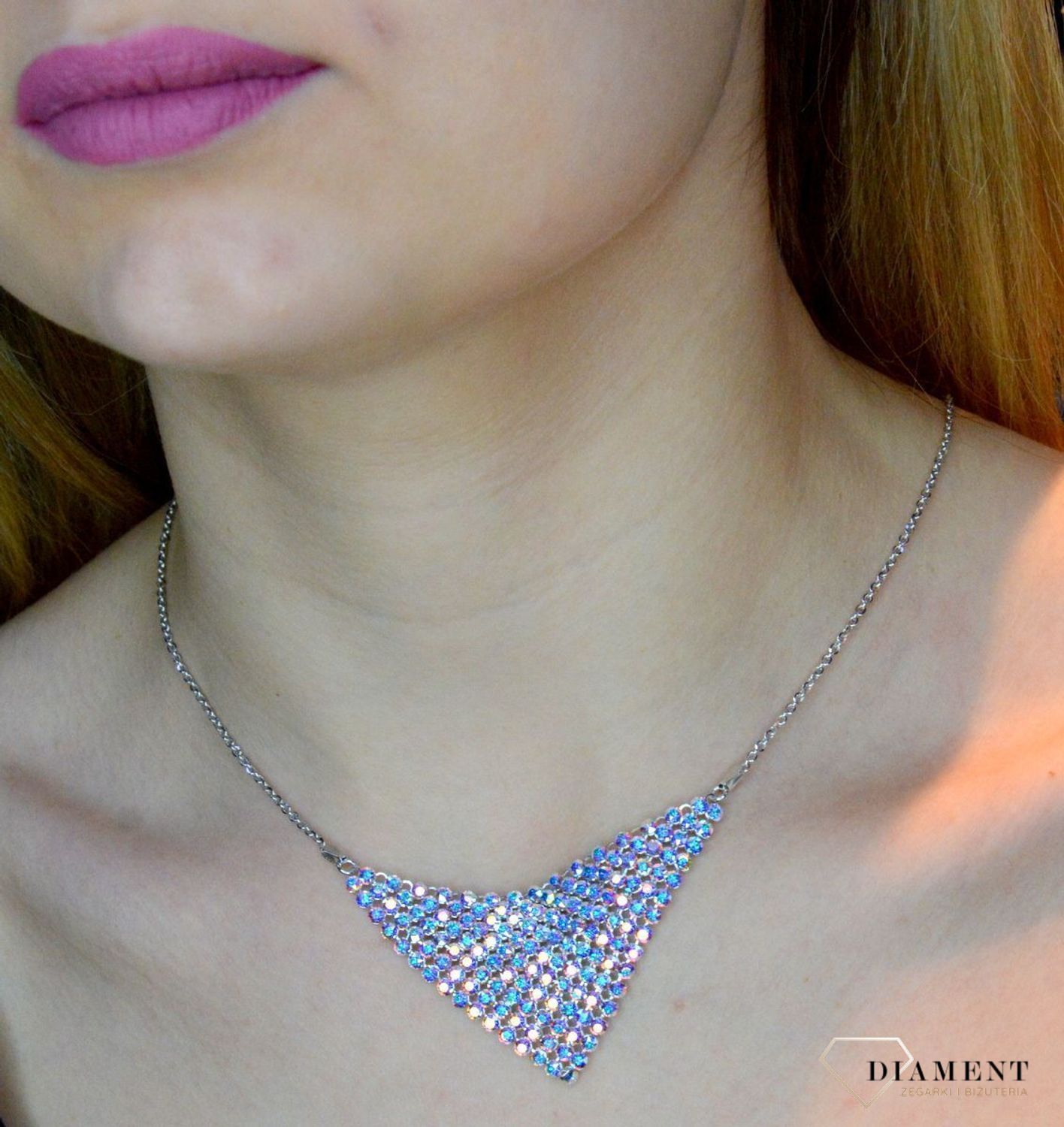 Naszyjnik Srebrny Spark Swarovski Chic Aurore Boreale NMESH18AB..jpg