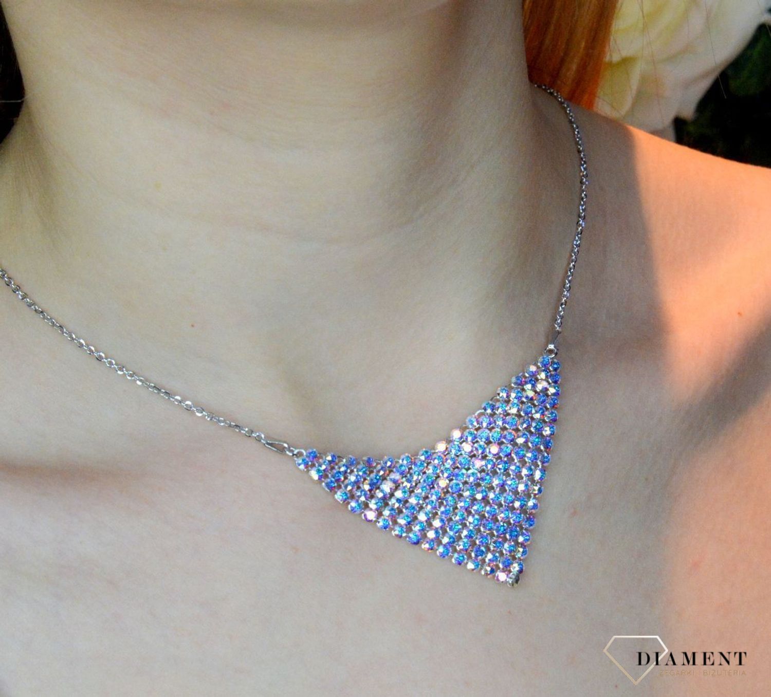 Naszyjnik Srebrny Spark Swarovski Chic Aurore Boreale NMESH18AB..jpg