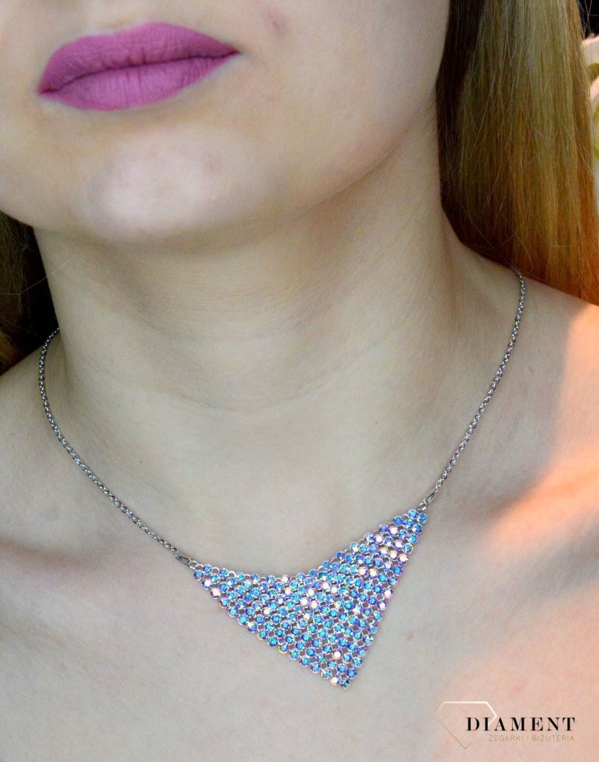 Naszyjnik Srebrny Spark Swarovski Chic Aurore Boreale NMESH18AB..jpg
