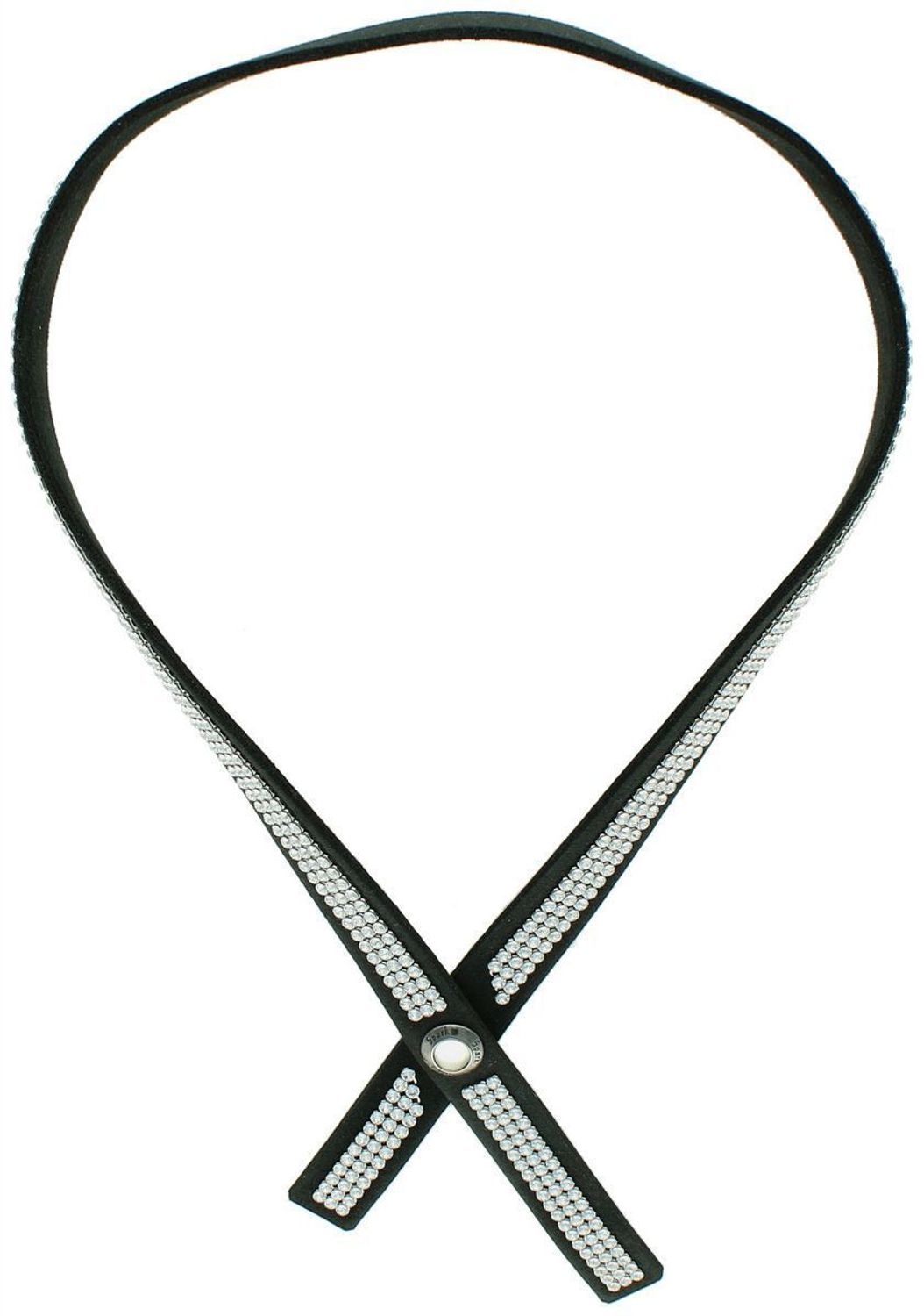 Naszyjnik damski NMESH3CZC z czarnej Alcantary® i kryształami Crystals w odcieniu Crystal. Długość 47 cm, szerokość 1,6 cm. Elegancki i luksusowy dodatek na każdą okazję.1.jpg