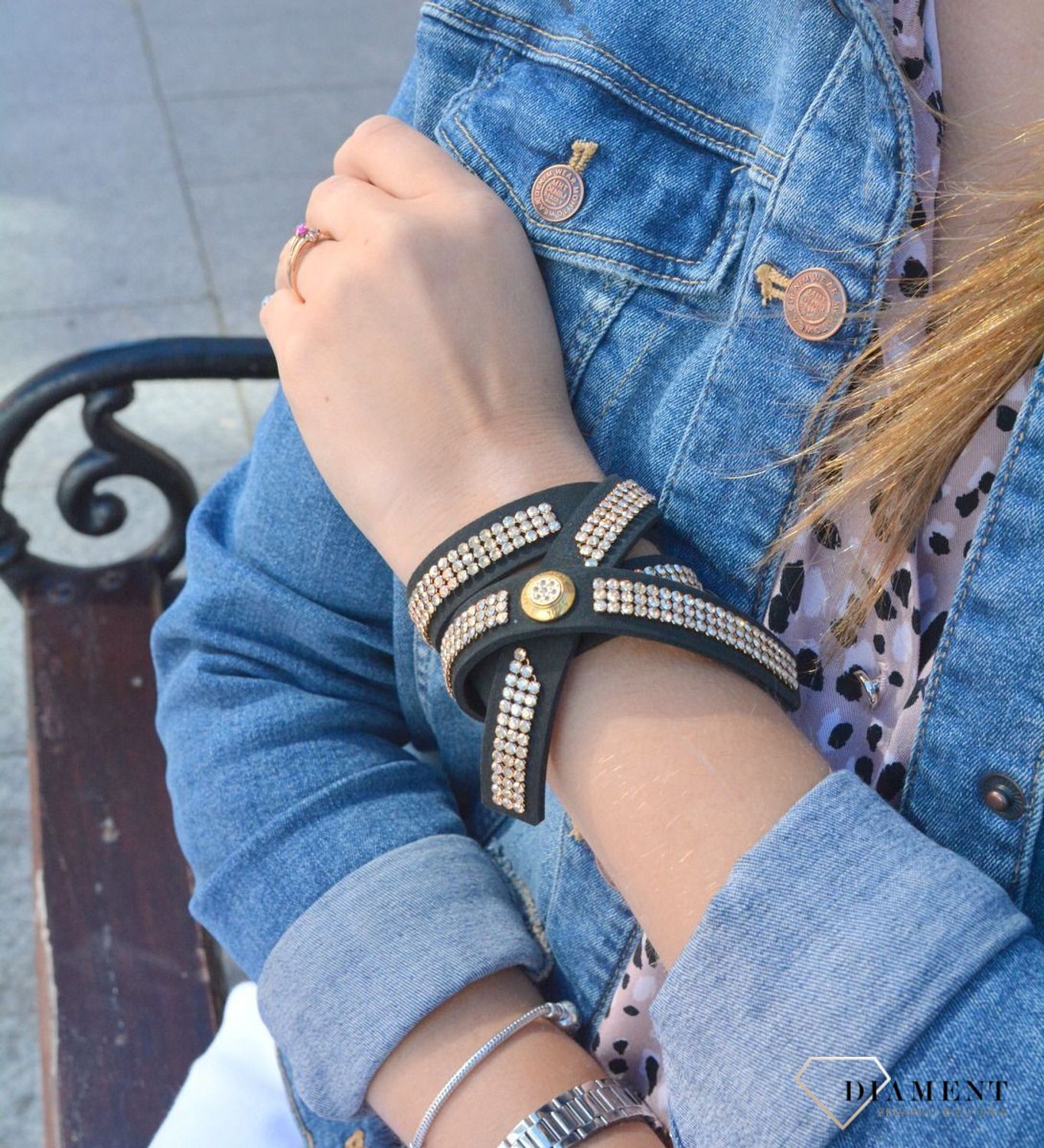 Naszyjnik choker Swarovski z kryształkami w kolorze Braid Golden Shadow NMESH3CZGS.jpg