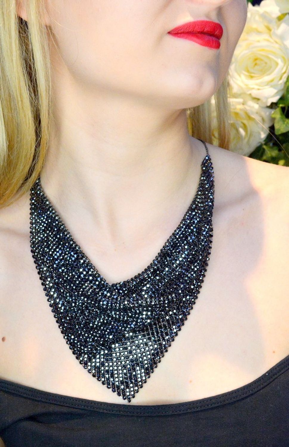 Naszyjnik damski Kolia Swarovskiego Grafitowy bogaty styl NMESH50J przód.jpg