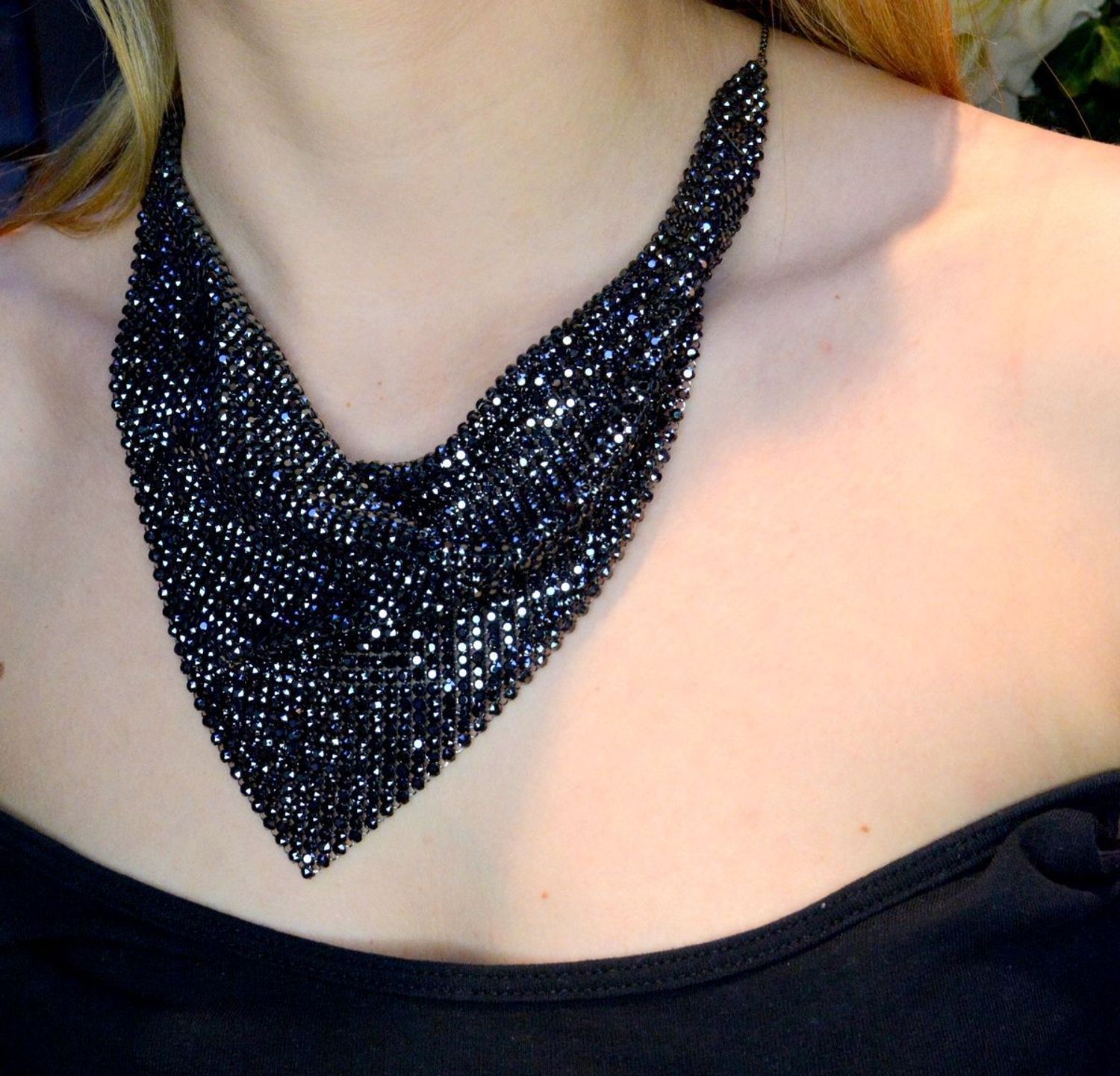 Naszyjnik damski Kolia Swarovskiego Grafitowy bogaty styl NMESH50J przód.jpg