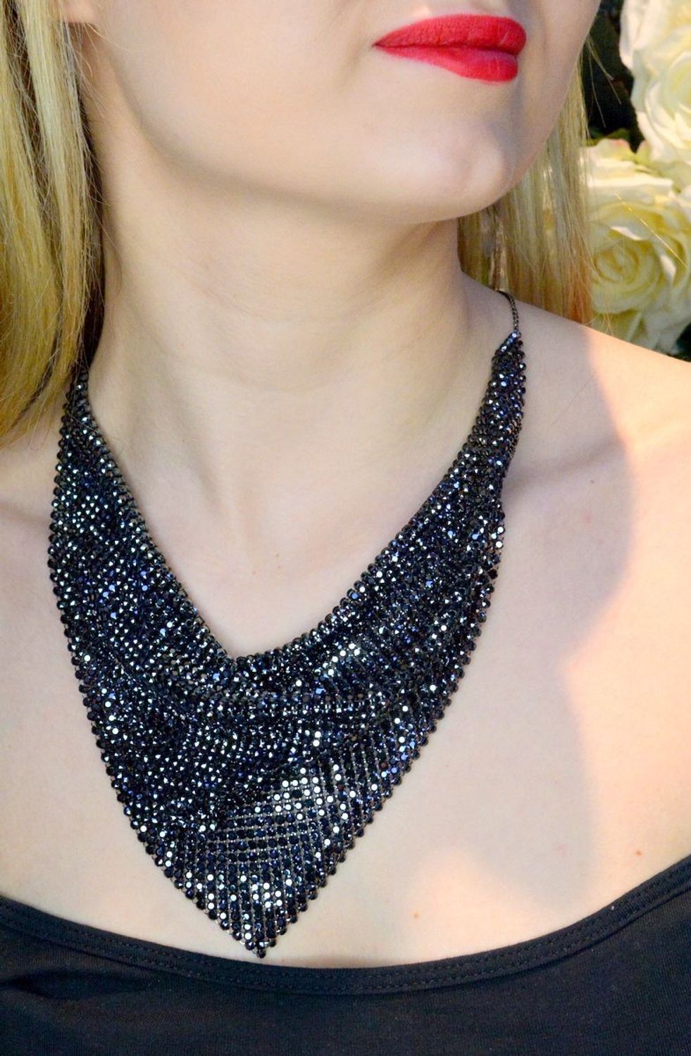 Naszyjnik damski Kolia Swarovskiego Grafitowy bogaty styl NMESH50J przód.jpg