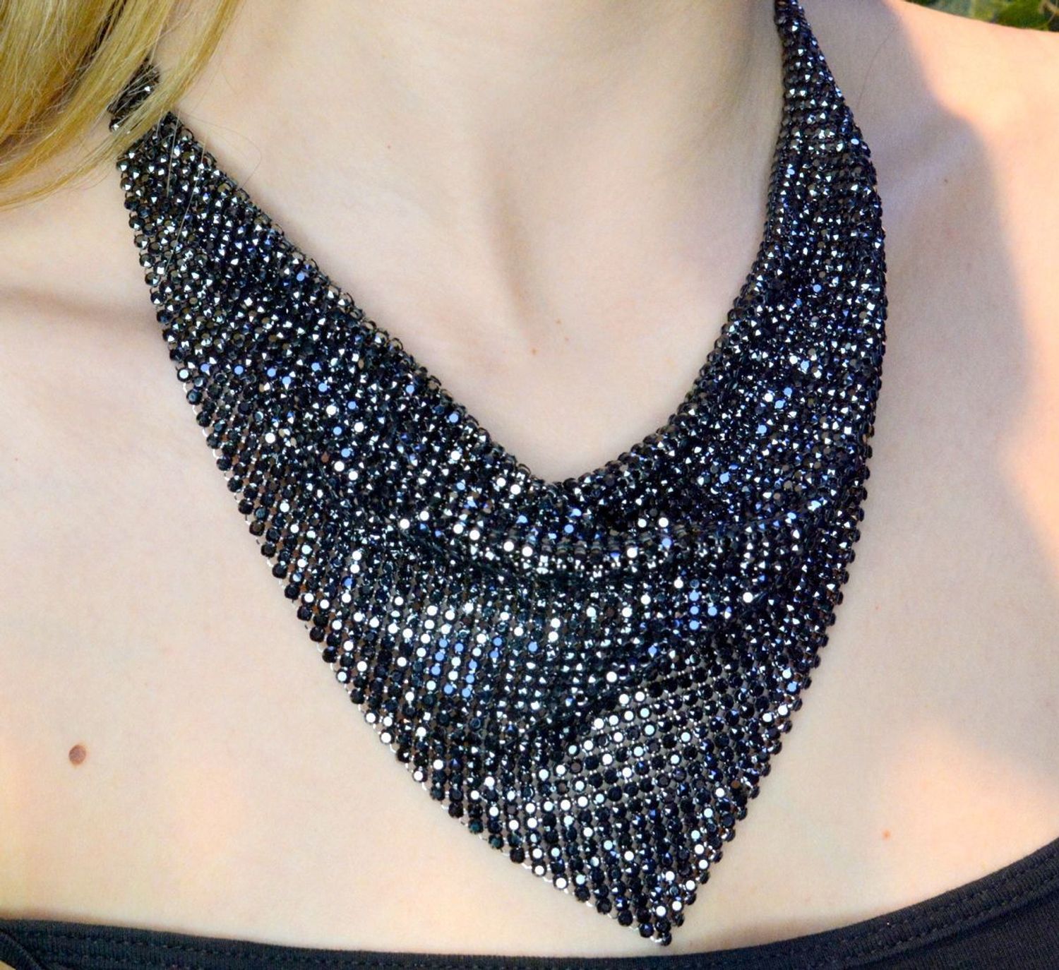 Naszyjnik damski Kolia Swarovskiego Grafitowy bogaty styl NMESH50J przód.jpg