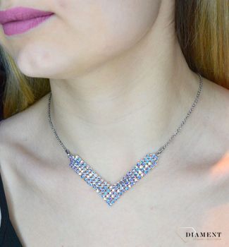 Naszyjnik Srebrny Spark Swarovski Classy V-shaped Aurore Boreale NMESHV4AB (1).JPG