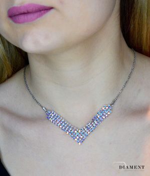 Naszyjnik Srebrny Spark Swarovski Classy V-shaped Aurore Boreale NMESHV4AB (3).JPG