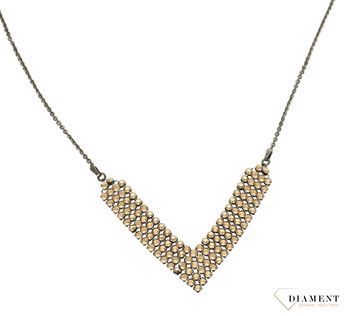 Naszyjnik czarny Swarovski Classy V-shaped w kolorze Rose Gold NMESHV4RG. Wyjątkowy blask tej biżuterii tworzy cudowne refleksy świetlne przy każdym ruchu. Długość naszyjnika 49 cm (44 cm + 5 cm przedłużka) (2).jpg