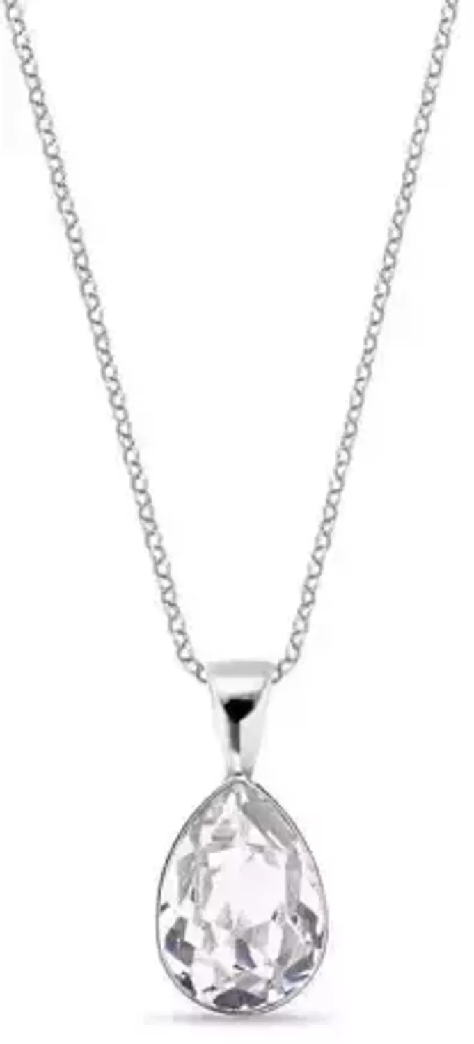 Elegancki naszyjnik Baroque Crystal wykonany z srebra próby 925, ozdobiony austriackim kryształem w kolorze Crystal. Długość łańcuszka 47 cm (42 cm + 5 cm przedłużki). I1.webp