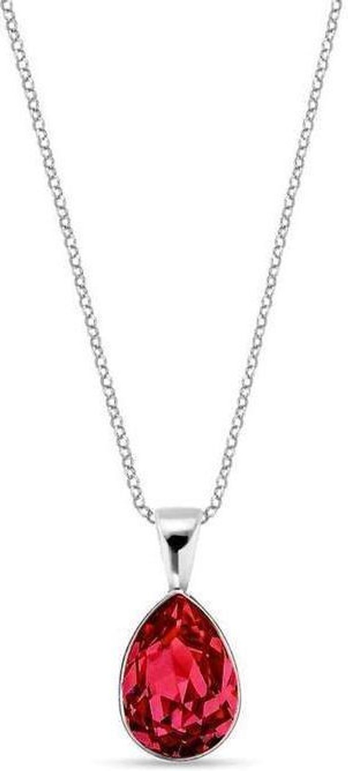 Naszyjnik srebrny NN432010SC ozdobiony czerwonym kryształem Swarovskiego w kształcie łezki. Długość 38 cm z przedłużką 7 cm, zapięcie na karabińczyk.1.jpg