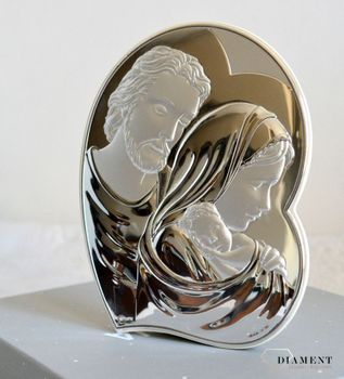 Srebrny obrazek z wizerunkiem Świętej Rodziny serce NO472014. Srebrny obrazek w kształcie serca ukazujący Świętą Rodzinę to niezwykle piękny drobiazg (4).JPG
