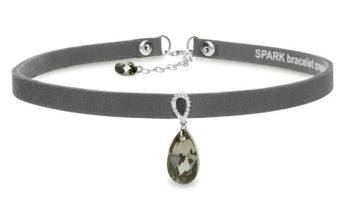 Naszyjnik choker Swarovski szara alcantara z kryształkiem Silver Night NOC610616HSN.jpg