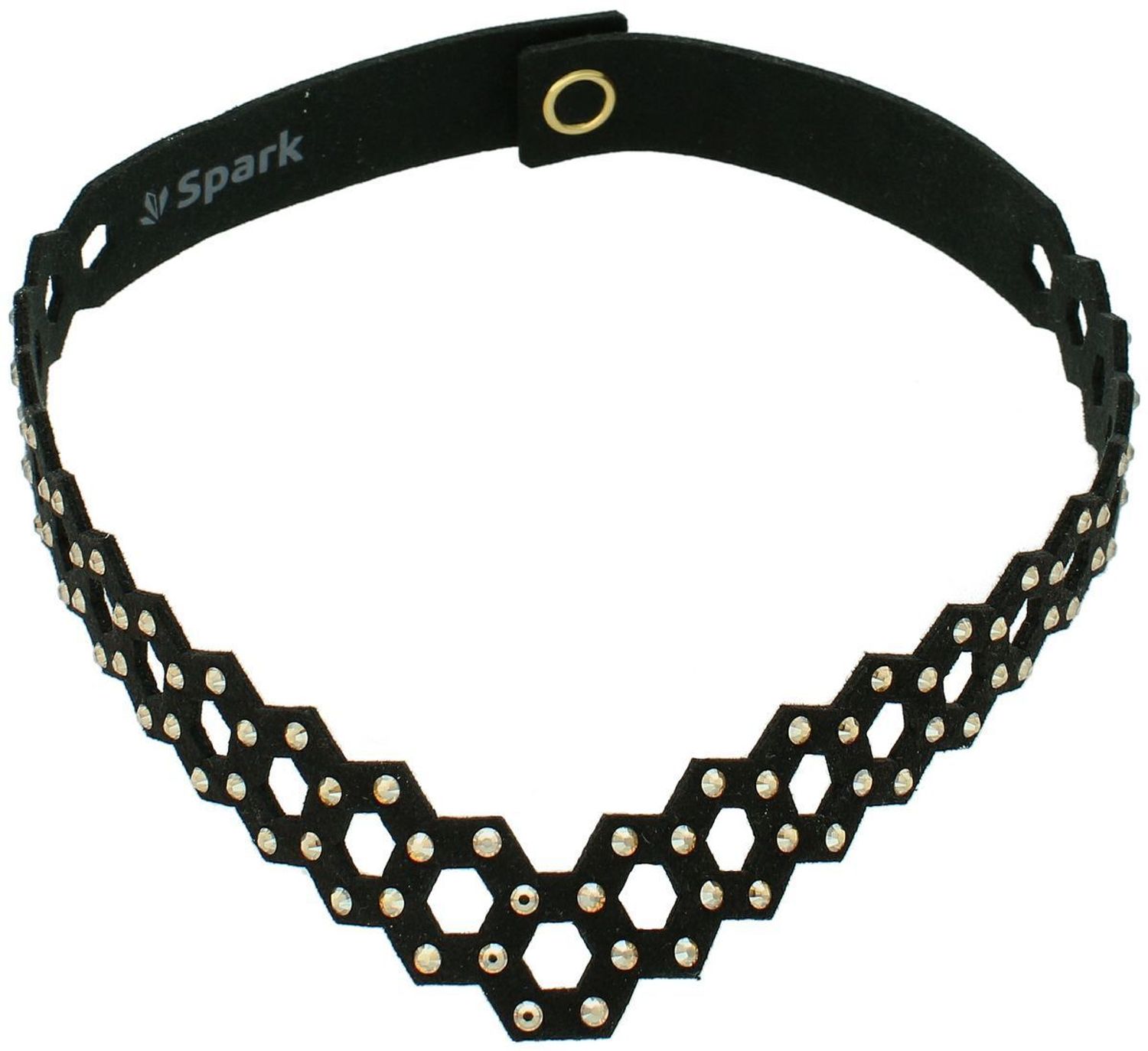 Naszyjnik choker szara alcantara z kryształkami Swarovski – 40 cm.jpg