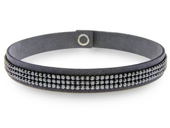 Naszyjnik choker Swarovski szara alcantara z kryształkami Hematite Jet NOMESH3HJ. Naszyjnik Spark z kryształami Swarovski. Choker posiada zapięcie na nap. Biżuteria ma.jpg