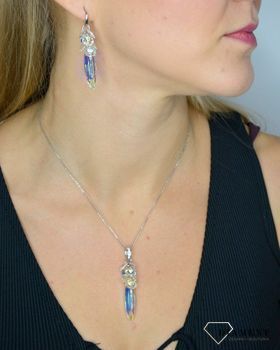 Naszyjnik Swarovski Pinea crystals w kolorach Aurore Boreale i Crystal NP6470AB to piękny długi naszyjnik w barwach AB. Biżuteria do ślubu (2).JPG
