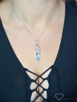 Naszyjnik Swarovski Pinea crystals w kolorach Aurore Boreale i Crystal NP6470AB to piękny długi naszyjnik w barwach AB. Biżuteria do ślubu (4).JPG