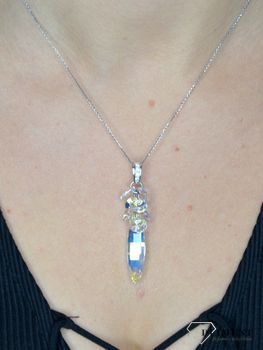 Naszyjnik Swarovski Pinea crystals w kolorach Aurore Boreale i Crystal NP6470AB to piękny długi naszyjnik w barwach AB. Biżuteria do ślubu (5).JPG