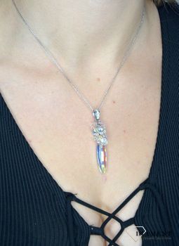 Naszyjnik Swarovski Pinea crystals w kolorach Aurore Boreale i Crystal NP6470AB to piękny długi naszyjnik w barwach AB. Biżuteria do ślubu (6).JPG