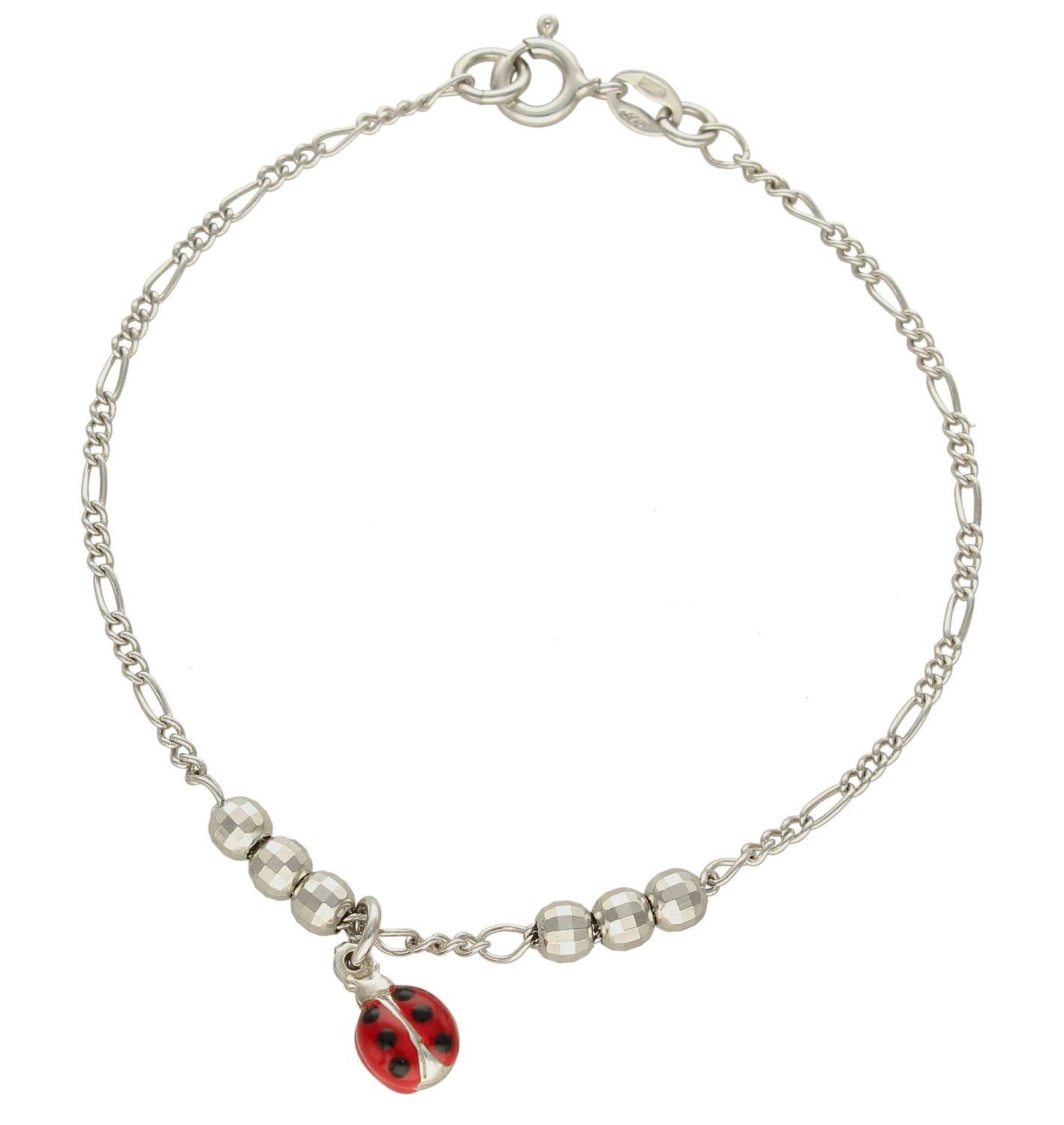 Bransoletka srebrna z koralikami i biedronką NPBZ0023.  Bransoletka srebrna damska. Bransoletka srebrna z koralikami, biedronką. Bransoletka celebrytka srebrna. Bransoletka dziecięca. Bransoletka celebrytka na każdą okazję (.jpg