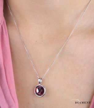 Srebrny naszyjnik z kryształem Swarovskiego w kolorze Antique Pink NR112212AP (1).JPG