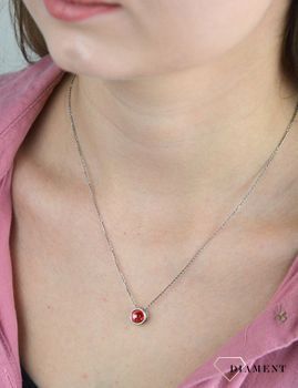 Naszyjnik Srebrny Spark Swarovski Tiny Bonbon Padparadscha NR1122SS29PA. Naszyjnik wykonany ze srebra próby 925 oraz ekskluzywnych kryształów Swarovski® crystals w kolorze Padparadscha (1).JPG