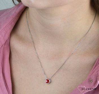 Naszyjnik Srebrny Spark Swarovski Tiny Bonbon Padparadscha NR1122SS29PA. Naszyjnik wykonany ze srebra próby 925 oraz ekskluzywnych kryształów Swarovski® crystals w kolorze Padparadscha (4).JPG