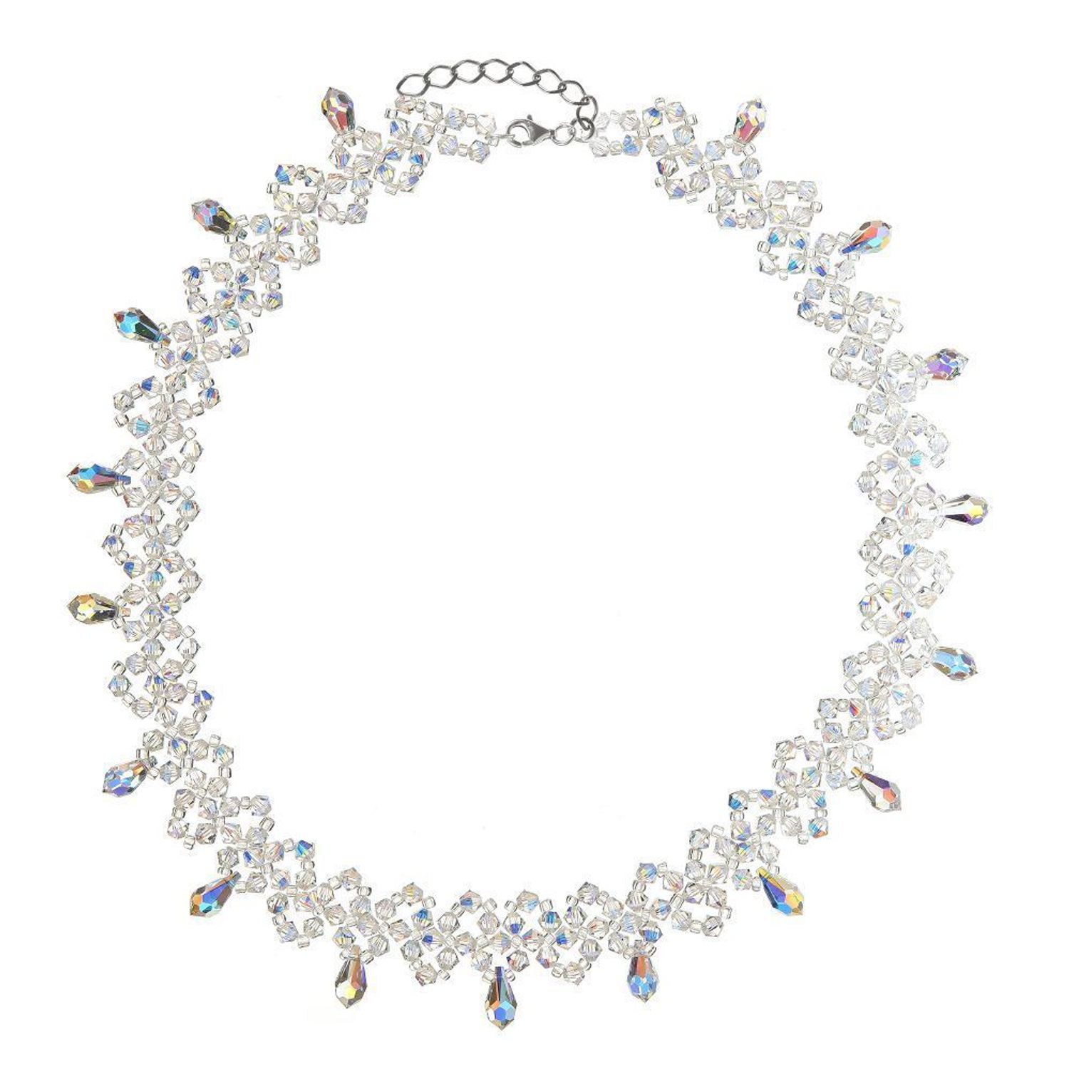 Elegancki naszyjnik ze srebra 925 z opalizującym kryształem Swarovski® AB. Długość 38 cm, zapięcie na karabinek. Oryginalny, luksusowy design..jpg