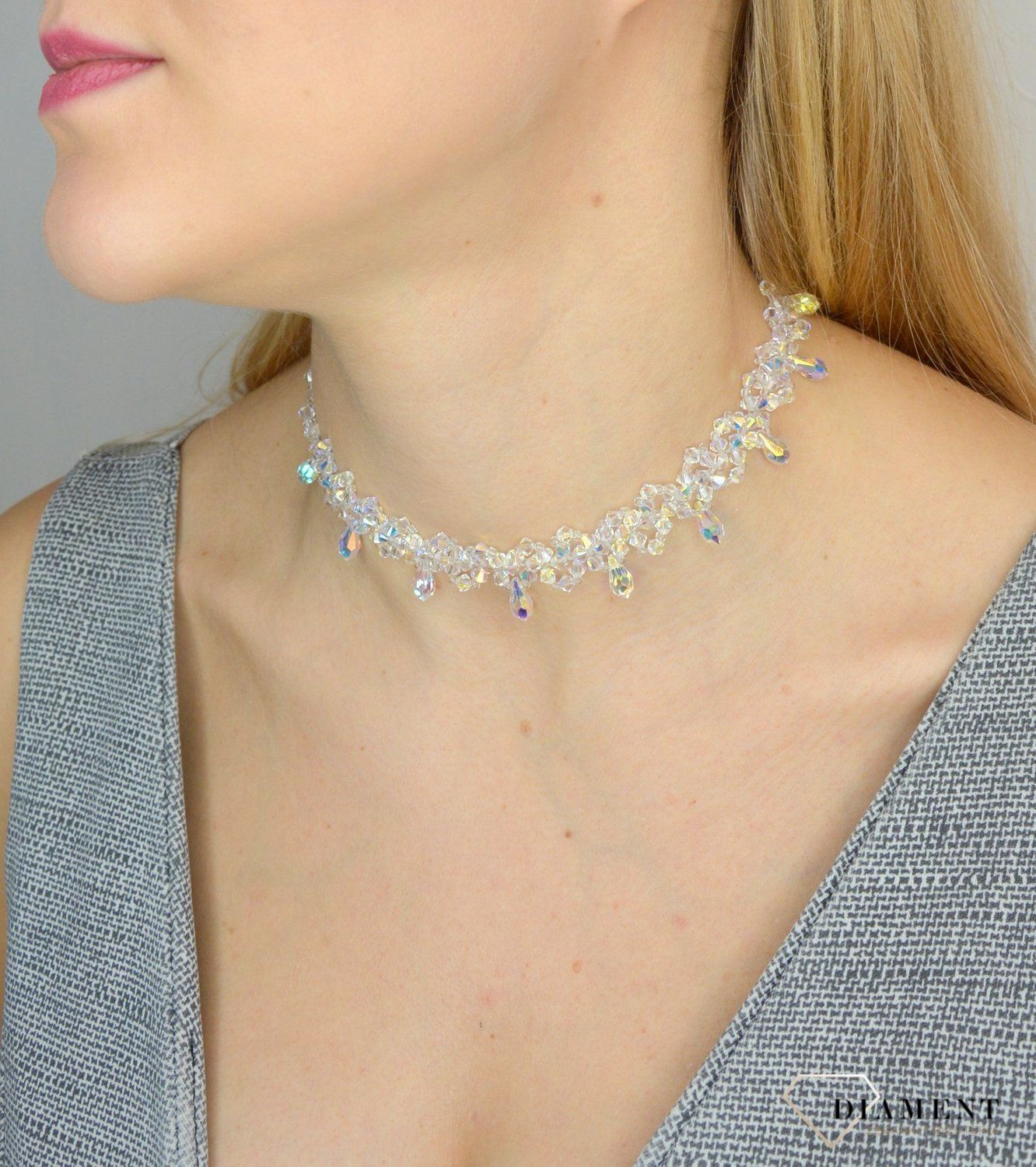 Naszyjnik element Swarovskiego w opalizująym kolorze NR372-1AB wykonany ze srebra próby 925 oraz ekskluzywnych kryształów Swarovski® crystals. Niezwykle elegancka bransoleta (5).JPG