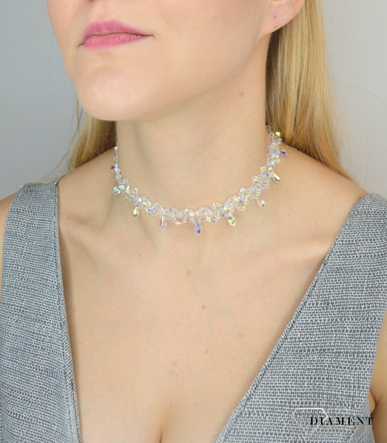 Naszyjnik element Swarovskiego w opalizująym kolorze NR372-1AB wykonany ze srebra próby 925 oraz ekskluzywnych kryształów Swarovski® crystals. Niezwykle elegancka bransoleta (5).JPG