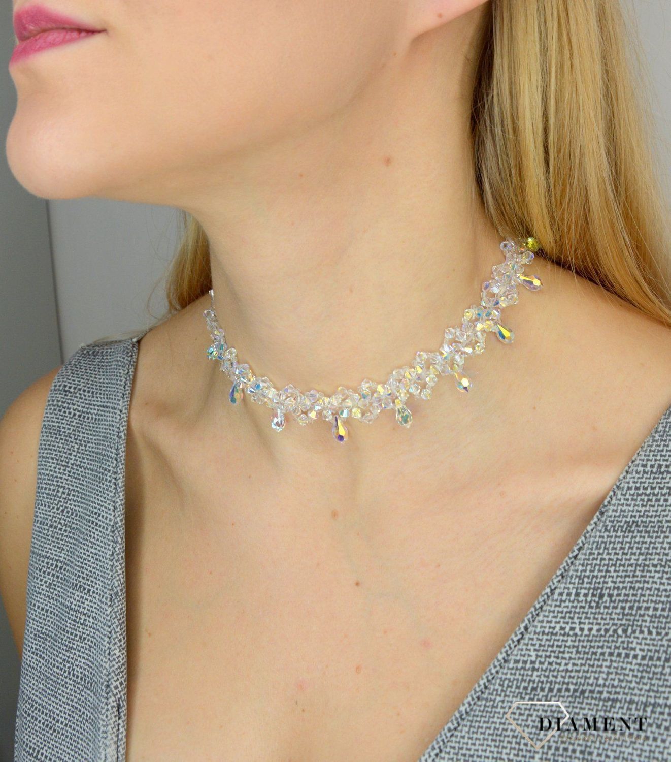 Naszyjnik element Swarovskiego w opalizująym kolorze NR372-1AB wykonany ze srebra próby 925 oraz ekskluzywnych kryształów Swarovski® crystals. Niezwykle elegancka bransoleta (5).JPG