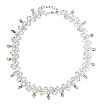 Elegancki naszyjnik ze srebra 925 z opalizującym kryształem Swarovski® AB. Długość 38 cm, zapięcie na karabinek. Oryginalny, luksusowy design..jpg