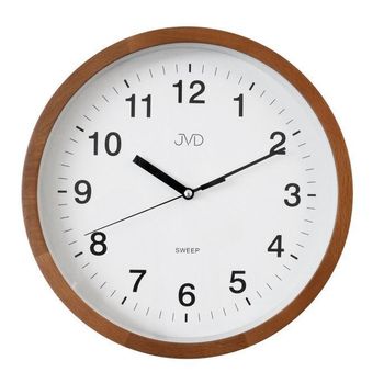 Zegar ścienny drewniany JVD NS19019.41.  Zegar ścienny drewniany JVD NS19019.41 wyposażony jest w kwarcowy mechanizm, zasilany za pomocą baterii. Posiada bardzo wysoką dokładność mierzenia czasu +- 10 sekund w przeciągu 30 dni..jpg