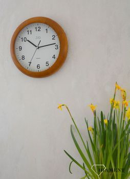 Zegar na ścianę drewniany JVD okrągły NS19020.11. Model zegara ścienne, który idealnie się sprawdzi jako ozdoba salonu, świetnie wygląda na ślu. Idealny (7).JPG