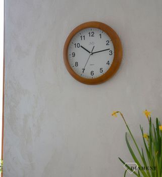 Zegar na ścianę drewniany JVD okrągły NS19020.11. Model zegara ścienne, który idealnie się sprawdzi jako ozdoba salonu, świetnie wygląda na ślu. Idealny (8).JPG