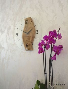 Zegar ścienny drewniany ze szkłem JVD dąb NS19036.78 ✅ Nowoczesny zegar ścienny do salonu JVD wykonany ze szkła oraz dodatku drewnianych elementów. ✅ (5).JPG